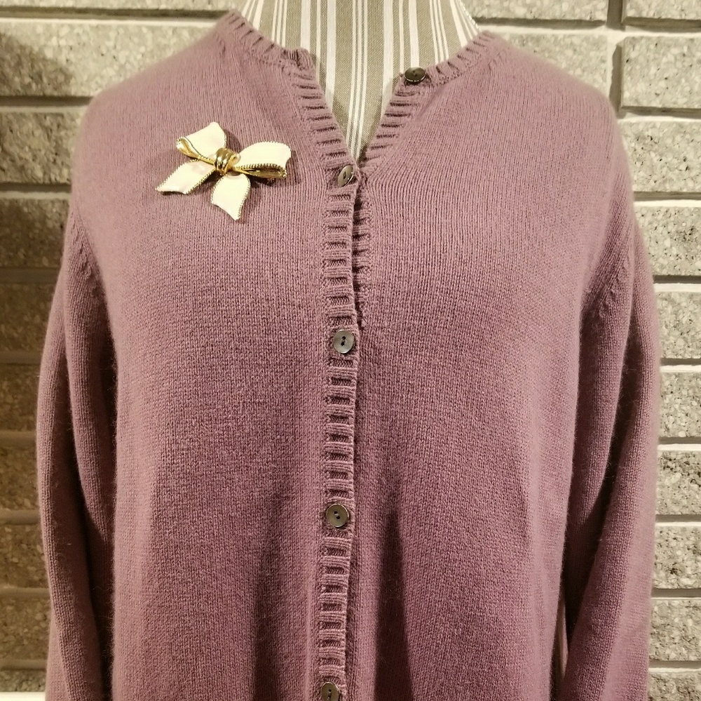 Angora Cotton Blend Purple Cardigan Eddie Bauer XL